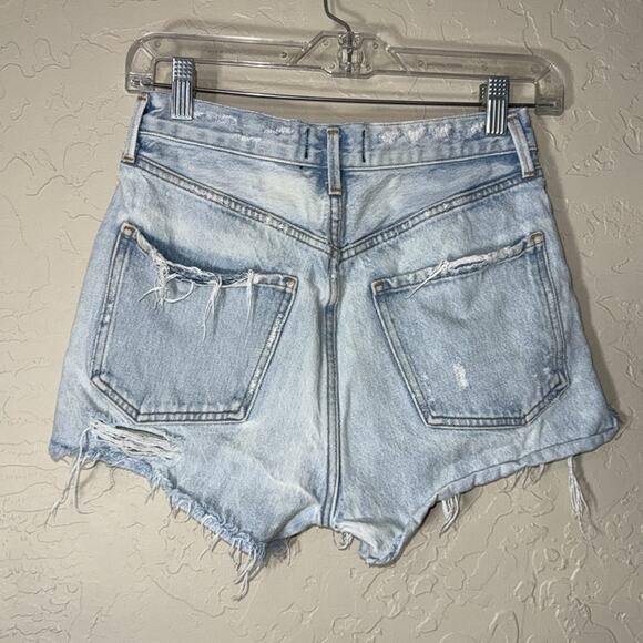 Agolde Jaden high rise button fly light wash distressed Jean shorts - Picture 4 of 8